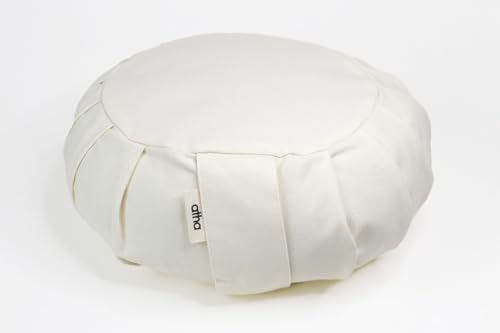 Cojín de Meditación Samsara – Funda de Algodón Lavable – Relleno Ajustable de Cáscara de Trigo Sarraceno – Ergonómico y Ecológico para Yoga, Mindfulness y Postura Correcta (Natural)