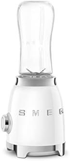 Smeg PBF01WHUK Retro 50’s Style Personal Blender, 2 x Bottles-To-Go, 2 Speed Settings, 600ml, 300W, White