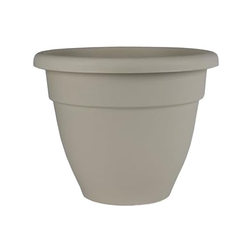 The HC Companies Caribbean Planter Pot - Outdoor & Indoor Plant Pot with Drainage Hole & Plug - Rolled Rim Plastic Pots for Plants & Flowers - Decorative Plant Pot (16" Cottage Stone, Pack of 1)