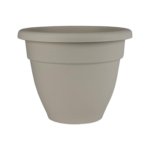 The HC Companies Caribbean Planter Pot - Outdoor & Indoor Plant Pot with Drainage Hole & Plug - Rolled Rim Plastic Pots for Plants & Flowers - Decorative Plant Pot (20" Cottage Stone, Pack of 1)
