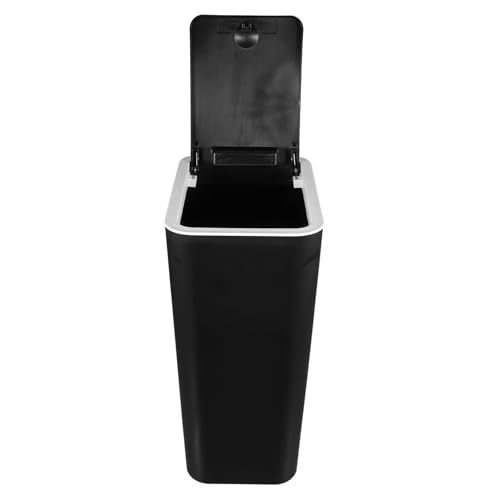 Caneca de basura negra con pedal y tapa 10L compacta