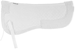 HORZE Fur Half Pad - Durable, Quilted, Breathable, Non-Slip Correction Saddle Pad with Fleece Underside and Faux Fur - White (Horse)