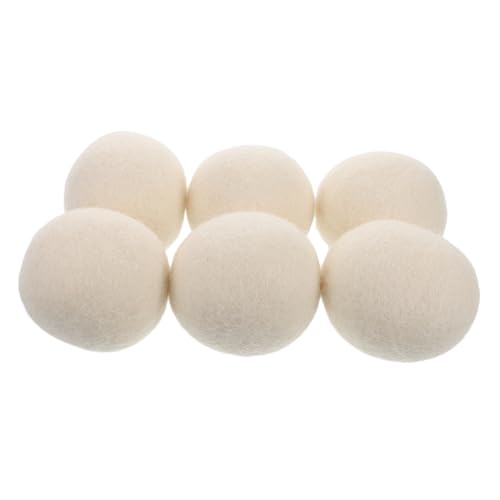 PLAFOPE 6個 帯電防止ウールボール ポータブル灯油ランプ 厚手のタオル 洗濯機ボール乾燥機 毛玉乾燥機 衣類のブローチ 乾燥ボール 洗濯乾燥ツール 洗濯乾燥機ボール のウール 白い