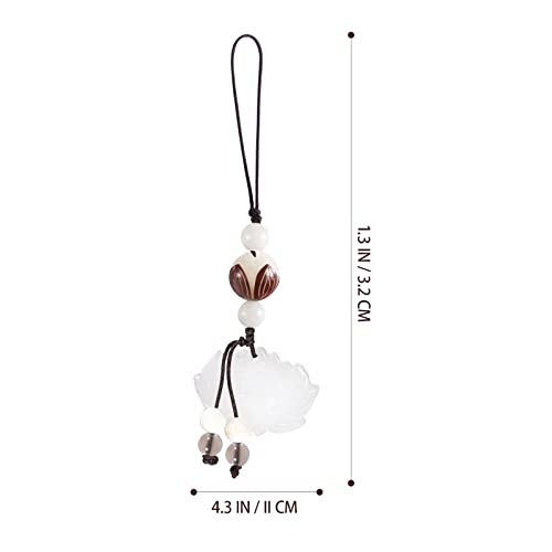 Hemobllo Cell Phone Strap Jade Lotus Flower Charm Beads Cell Phone Strap Hanging Lucky Charm Feng Shui Decoration Portable Hanging Lanyard For Men Women Outdoor Work #TOP2