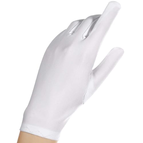 ELECDON 2 Pairs Adult Spandex Wrist Length Gloves - Opera Gown Party Cosplay Formal Tuxedo Guard Parade Costume for Women Men XL