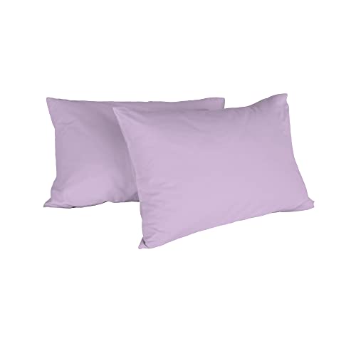 Italian Bed Linen Max Color Couple De Taies D’Oreiller, 100 % Coton, Lilas, 52x82cm