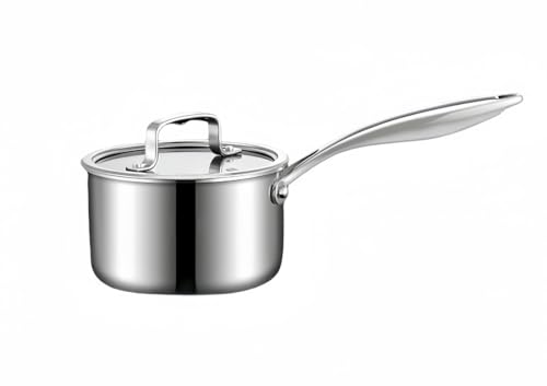 KOVOL片手鍋 ご飯鍋 ミルクパン 揚げ鍋 蒸し器16cm/18cm/20cm 一段/二段ステンレス (サビにくい) 強化ガラス蓋付 二段蒸し器 蒸し料理 目安目盛り付き ガス火/IH対応 こびりつきにくい お手入れ簡単。 (シルバー, 片手鍋16cm)