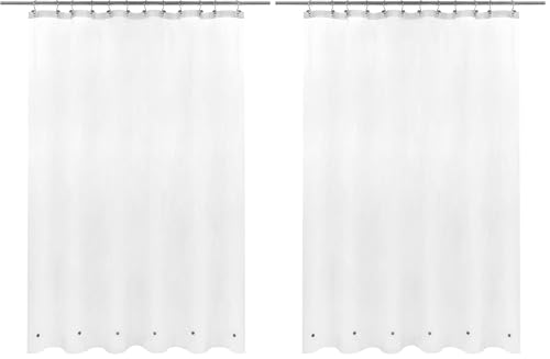 Image of Barossa Design Extra Long Shower Curtain Liner with 6 Magnets - 72 inch x 84 inch XL, Waterproof PEVA Shower Liner for Bathroom, PVC Free, Metal Grommets - Frost, 72x84 (Pack of 2)
