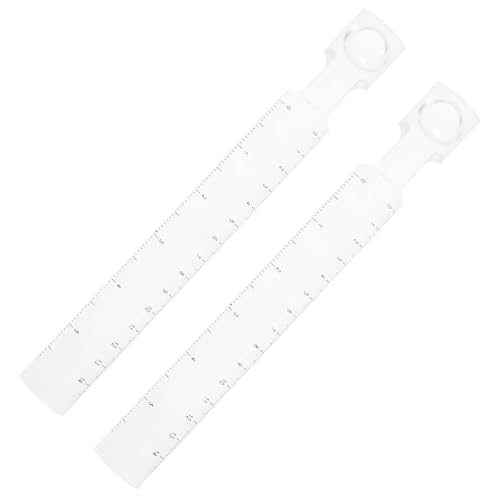 HIAKDOFT 2個 多機能放大鏡付きストレート定規 透明クリア定規 学生文具 精密測定用 拡大機能付き 手工 図面作成対応