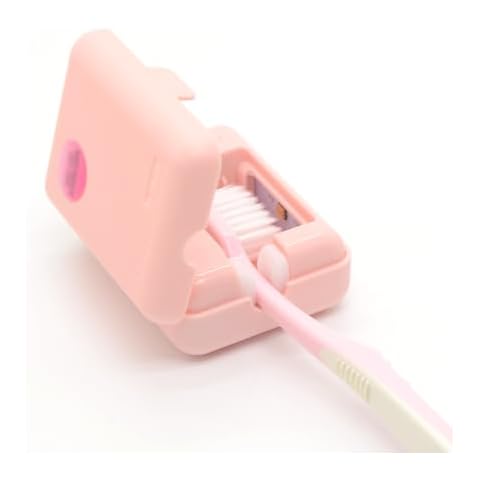 TUSIWIT Toothbrush Cleaner Travel Case, Toothbrush Holder & Covers - Portable Toothbrush Cleaning for Most Electric and Manual Toothbrushes (Pink) Cover