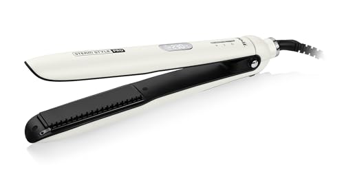 Trisa Steam Style Pro - Plancha de vapor con tecnología nano de vapor, plancha de pelo con placas de cerámica, depósito de agua extraíble, temperatura ajustable, 150 – 230 °C, cable giratorio de 1,8 m