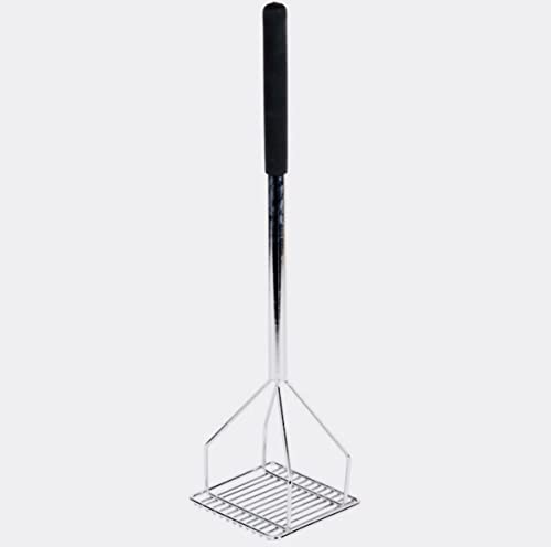 Tezzorio 18 Inch Chrome Plated Square-Faced Potato Masher With Soft Grip Handle Professional Potato Masher thumb #1