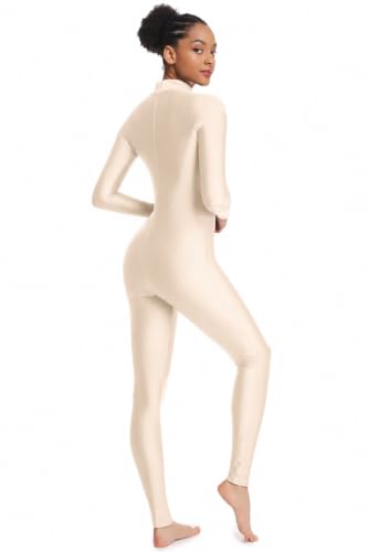 Image of Adult High Neck Long Sleeve Dance Unitard for Women Bodysuits Full Body Leotard Spandex Catsuit