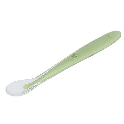 Baby Feeding Spoon, Baby Spoon High Elastic Silicone Full Wrap Design Food Grade Silicone for Baby(Green)