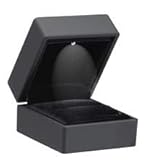 Geff House Engagement Jewelry Ring Box with LED Light (Black)