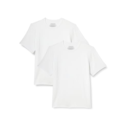 Amazon Essentials Camiseta Interior de Manga Corta, de Tela Modal, Supersuave Hombre, Pack de 2, Blanco, XL