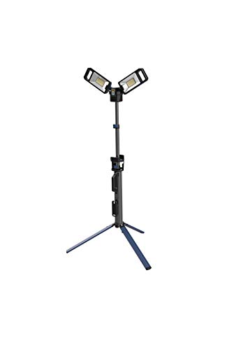 NextLED 5000 Lumen Rechargeable LED Tripod Cordless AC DC Portable Work Light with Telescoping Stand, 4000 6500K Dual Illuminations, 3 Brightness Settings, 360 Degree Rotatable Heads, Collapsible