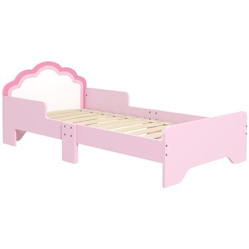 ZONEKIZ Letto per bambini dai 3 ai 6 anni, 143 x 74 x 55 cm, design nuvola, rete a doghe inclusa, camera moderna, rosa
