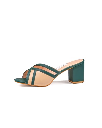 Image of OCEEDEE Teresa Women's 2.5 Inches Block Slip-on Mules| Stylish & Comfortable Open Back for Casual, Office & Semi-Formal Wear