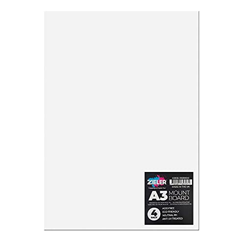 Weißes Passepartout von Zieler | 1 4 mm stark | hochweiße Blätter (A3 (4 Blatt))