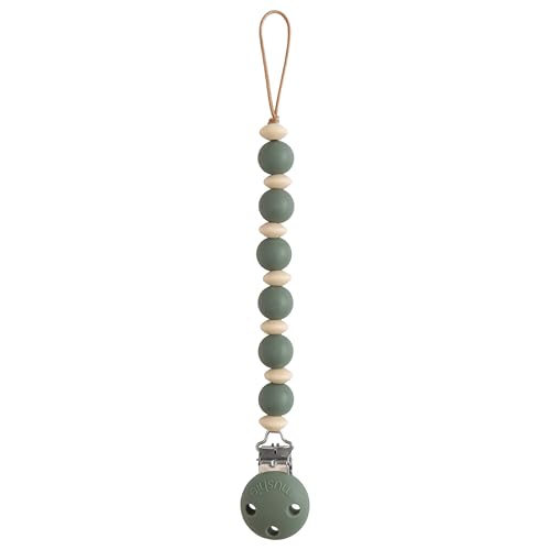 Image of mushie 100% Silicone Baby Pacifier Clip BPA Free | Luna (Dried Thyme)