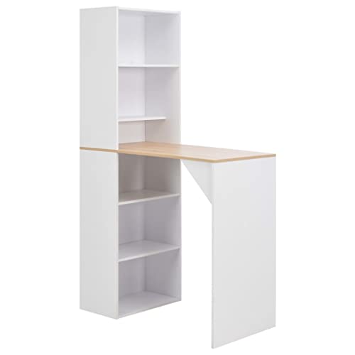 Frdhee Mesa de cocina extraíble para oficina, mesa de bar con armario, color blanco, 115 x 59 x 200 cm, para comedor, cocina, salón, se puede montar rápidamente