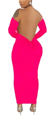 Womens Long Sleeve Off The Shoulder Maxi Dress Sexy Bodycon Midi Dresses Club Outfits