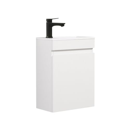 Kometmöbel Meuble Lave Mains WC Meuble lavabo 40cm déjà monté (Blanc Brillante 40cm, sans Mitigeur)