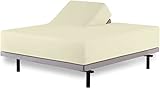 Flex Top King Sheets for Sleep Number Bed, 100% Egyptian Cotton - 300 TC Split King Sheets to Fit Up to 15' Deep Mattress (Ivory Solid)