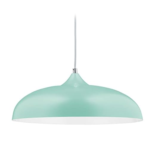 Relaxdays Lámpara de Techo Diseño Retro Pastel, Luz Colgante para Cocina o Comedor 123x44,5 cm, E27, Verde