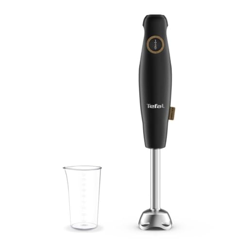 Tefal HB46E8 Eco Respect Batidora de mano | Motor de 600 W | Eco-Design | 2 velocidades | 4 cuchillas Powelix | Protección contra salpicaduras | Incluye vaso medidor de 800 ml | Negro