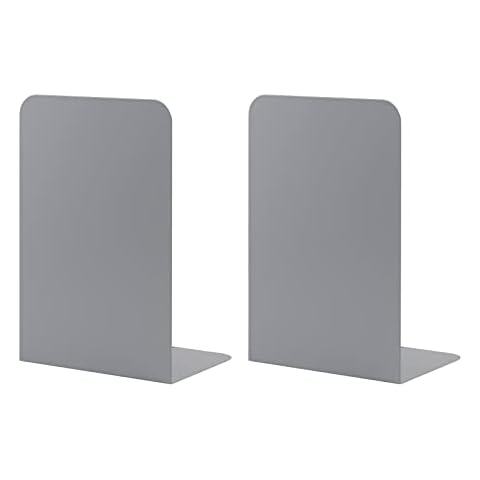 Book Ends for Shelves, MSDADA Heavy Duty Bookends for Office, School & Home, Metal Bookends for Heavy Books, Anti Slip Book Shelf Holder Bookend Supports Book Stoppers for Bookworms Gift(Grey) Cover