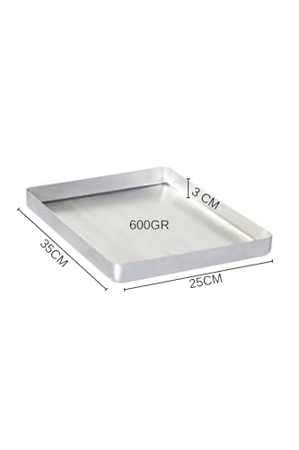 Fırın Tepsisi, Albergio Alüminyum Baklava Tepsisi 35x25 cm 3 cm Derinlik 600 g Gri
