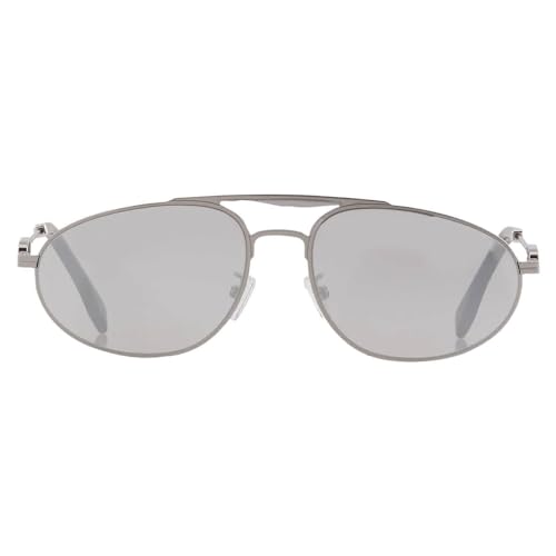 FENDI Smoke Mirror Pilot Men's Sunglasses FE40072U 14C 57, Shiny Light Ruthenium