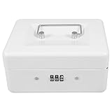 OUNONA Kleine Geldkassette mit Zahlenschloss Tragbare Sichere Geldbox aus Robustem Eisen Abnehmbares Fach Abschließbar Multifunktional für Bargeld Dokumente und Wertgegenstände Modernes