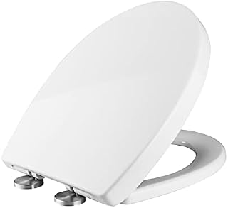 Ibergrif M41002, deska sedesowa w kształcie litery O, miska sedesowa z hamulcem spadającym, drewniana deska sedesowa z miękkim zamknięciem, uniwersalna biała toaleta
