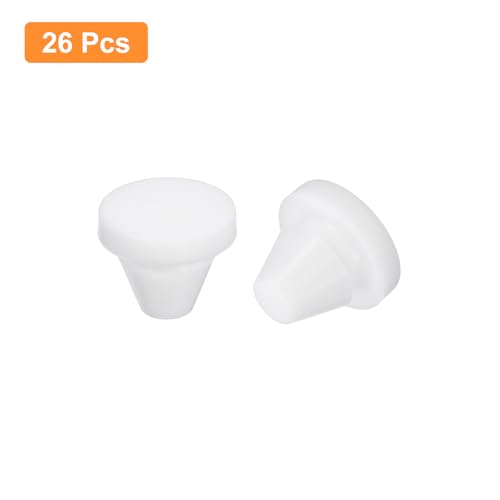 Image of uxcell 26 Pcs Silicone Plugs, Rubber Round Snap in Locking Hole Plugs for 7-8mm Hole, Hole Stoppers Waterproof Hole Plug for Metal Tube, Furniture End Caps Inserts, White
