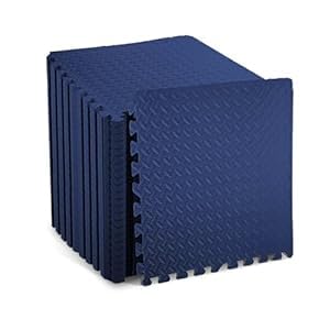Image of Hukimoyo 16 Pcs Gym Floor Mat Rubber for Heavy Workout Puzzle mat Home Exercise, Gym Floor Equipment mat Interlocking Eva Foam Flooring Thick Rubber Tiles Mat Yoga, Kids(16SQFT,Blue)