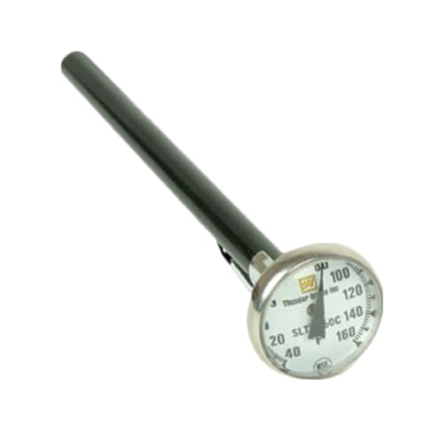 FSE SLTH160 Pocket Thermometer, 1-1/8" dial Display, 5" Pointed stem and Bezel, -40° to 160° F Temperature Range, Compact case with Pocket Clip, Stainless Steel, NSF (Note: DO NOT USE in Oven)