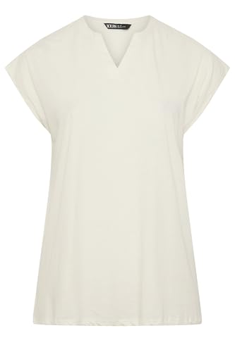 Image of Yours Curve White Notch Neck T-Shirt - Women's - Plus Size Curve