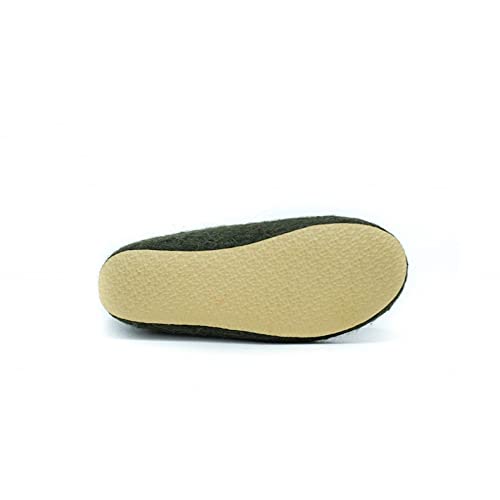 SNEGI Olive Green Wool Felt Handmade Slippers, Beige Rubber Sole, Unisex Hygge Comfortable Natural Shoes4