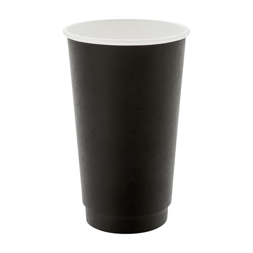 Image of Restaurantware 16 Ounce Disposable Coffee Cups, Pack of 25 Double Wall Hot Holders a€ inch Lids Sold Separately, Rippled Wall and Black Paper Insulation, Ideal for Coffee, Hot Chocolate, Tea, and More