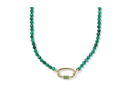Kendra Scott, Women's, Emery Beaded Strand Necklace, Gold Green Malachite, One Size