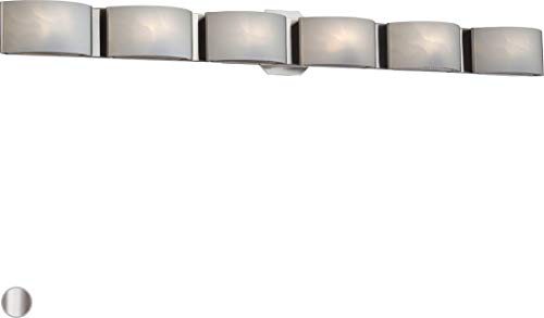 Eurofase 30093-010 Dakota White Marble Glass LED Bath Vanity Wall Mount, Damp Rated, 6-Light 30 Total Watts, 5"H x 41"W, Chrome