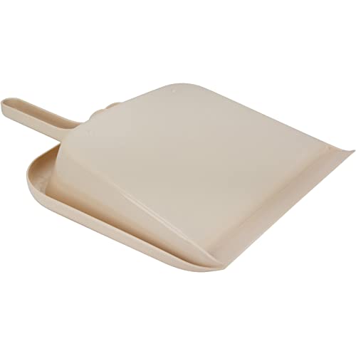 sparta large handheld dustpan with hanging hole heavy-duty plastic dustpan with wide lip for countertops and surfaces plastic 10 inches tan