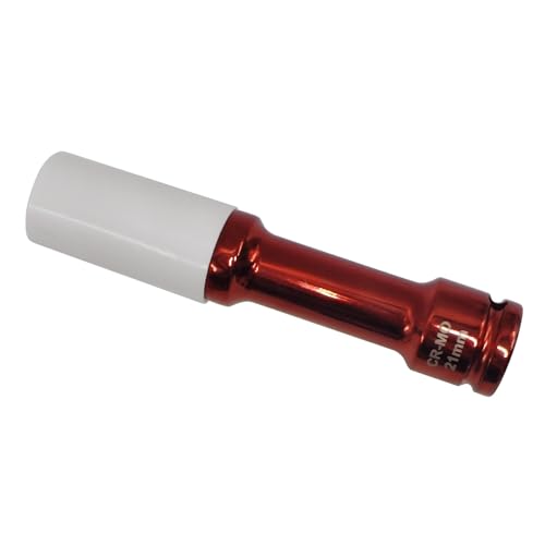 Image of 21mm 1 /2 inch Extra-Long Wheel Protector Impact Socket, Lug Nut Removal | 6 Point, Non-Marring, Thin Wall, Deep Socket, Wheel Protector, Protective Socket, Color-Coded, Cr-Mo Steel, Hand Repair Tool