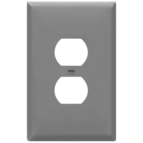 Image of ENERLITES Duplex Receptacle Outlet Wall Plate, Jumbo Electrical Outlet Cover, Gloss Finish, Oversized 1-Gang 5.51 inch x 3.50 inch, Polycarbonate Thermoplastic, 8821O-GY, Gray