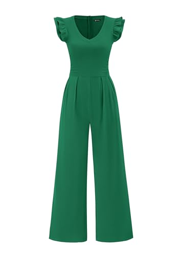 PRETTYGARDEN One Piece Jumpsuits For Women Dressy Ruffle Cap Sleeve