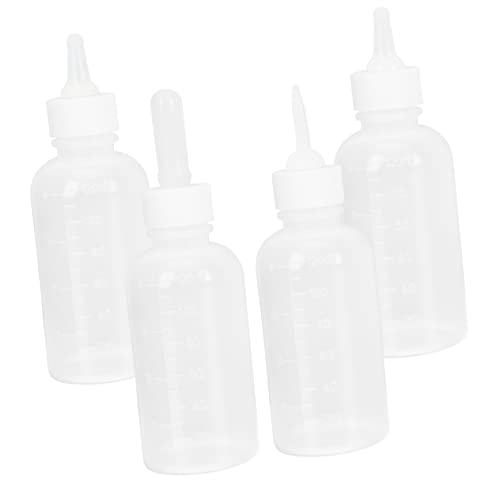 LIOOBO 4pcs Newborn Pet Nursing Bottle Puppy and Kitten Feeder Bottles Easy to Clean and Squeeze High Temperature Resistant for Small Pets
