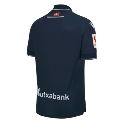 Macron Camiseta auténtica de fútbol de visitante Real Sociedad 2023-2024, azul marino, S